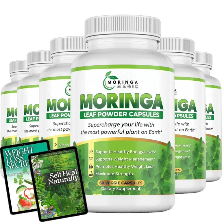 Six bottles of Moringa Magic with two digital bonus guides